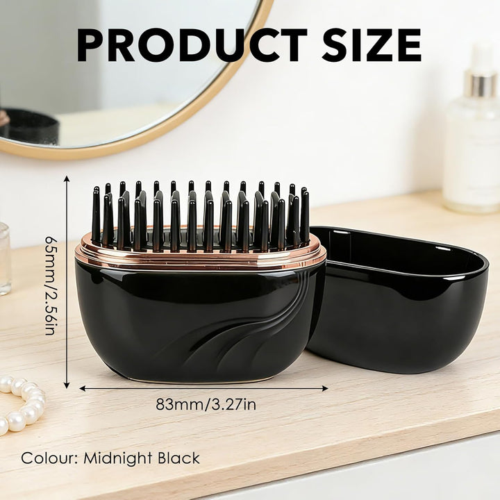 Mini Glätteisen Kabellos und Glättbürste mit 3 Temperaturstufen, Tragbare 2-in-1 Straightener Haargl