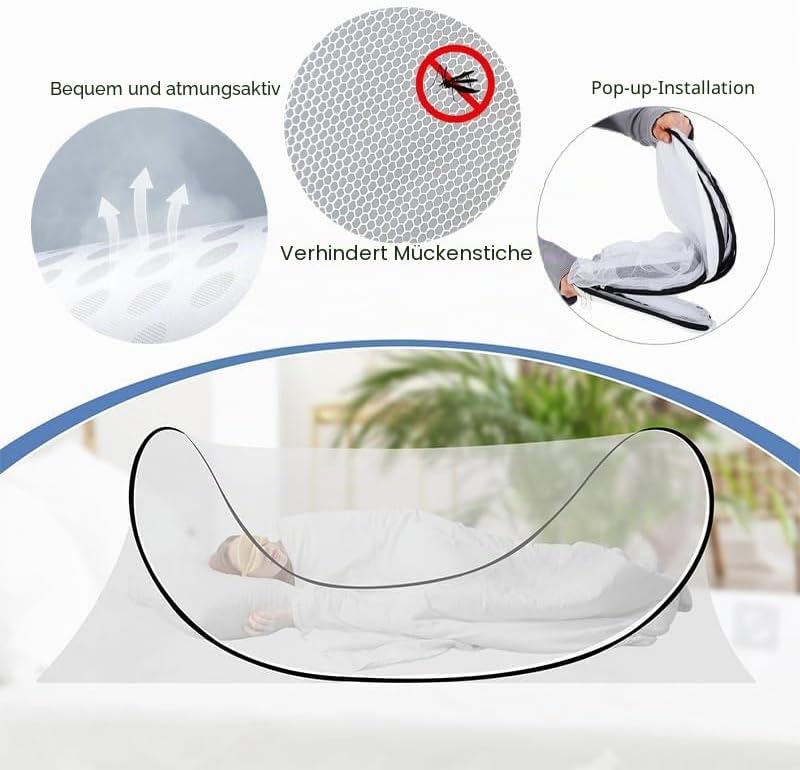 Moskitonetz, 200 x 100 x 70 cm Moskitonetz Pop Up Einzelbett, Faltbares Mosquito Netz Reise Ohne Auf
