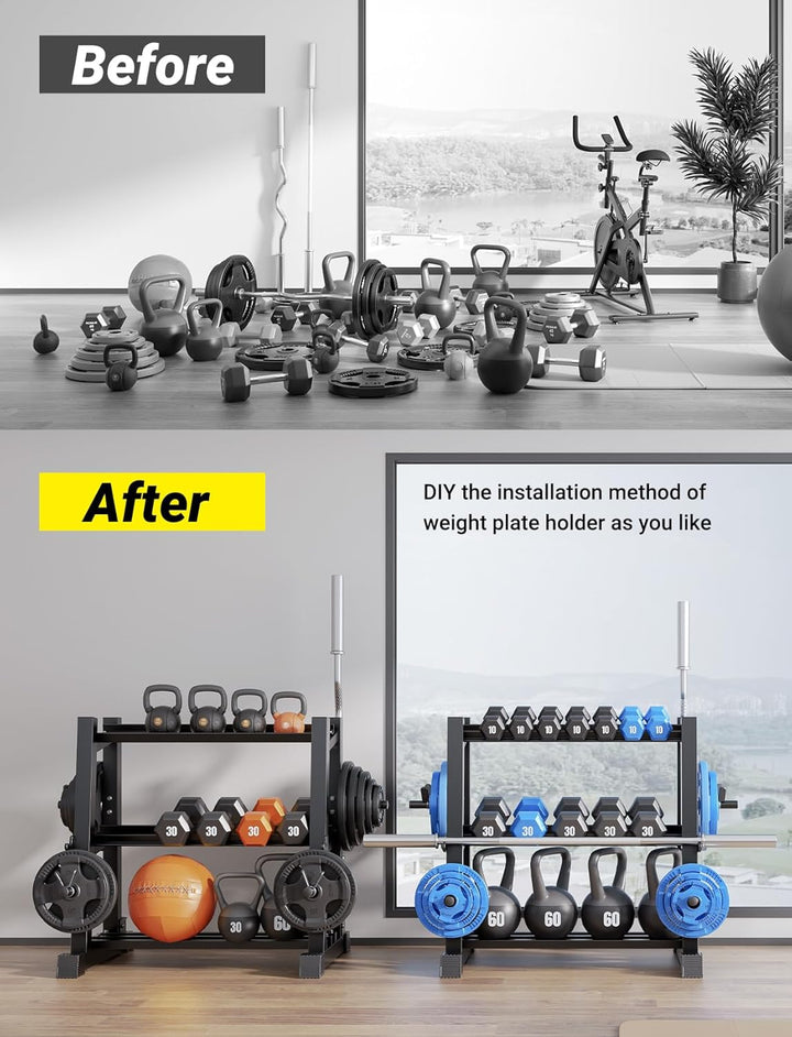 Dripex 3/5 Ebenen hantelständer kurzhanteln, Passend zu Hanteln, Kettlebells, Langhanteln, Max.500kg