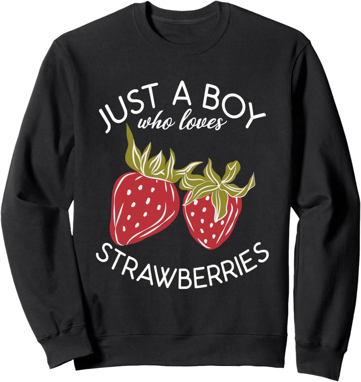 Nur ein Jungenmädchen, das Erdbeeren liebt, süss lecker Sweatshirt