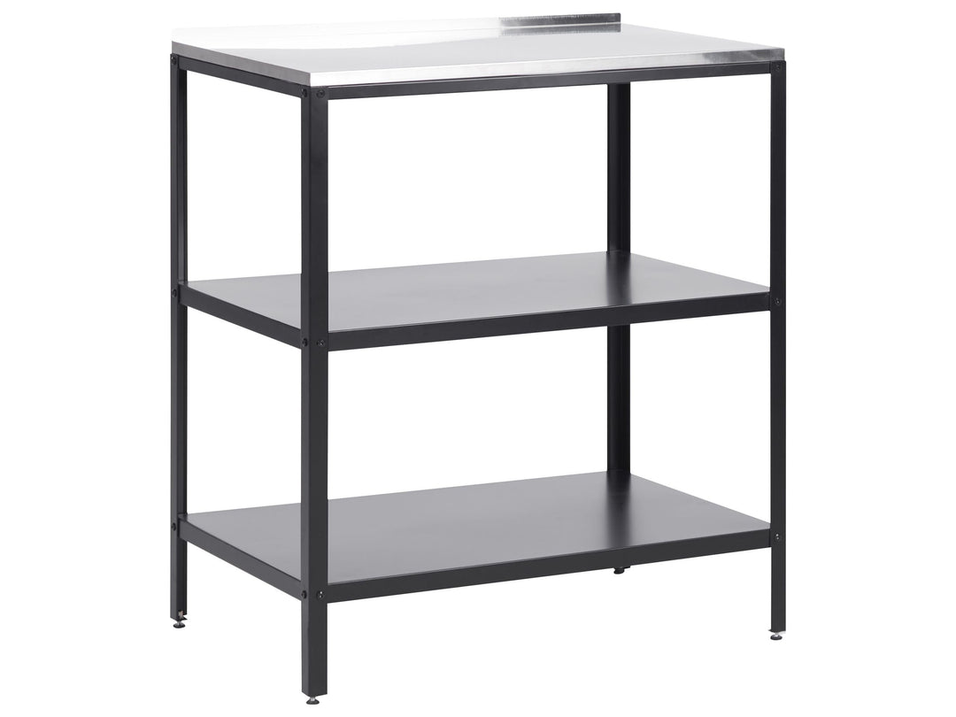 Outdoor-Kücheninsel Stahl schwarz mit Edelstahlplatte silber modern Vilama