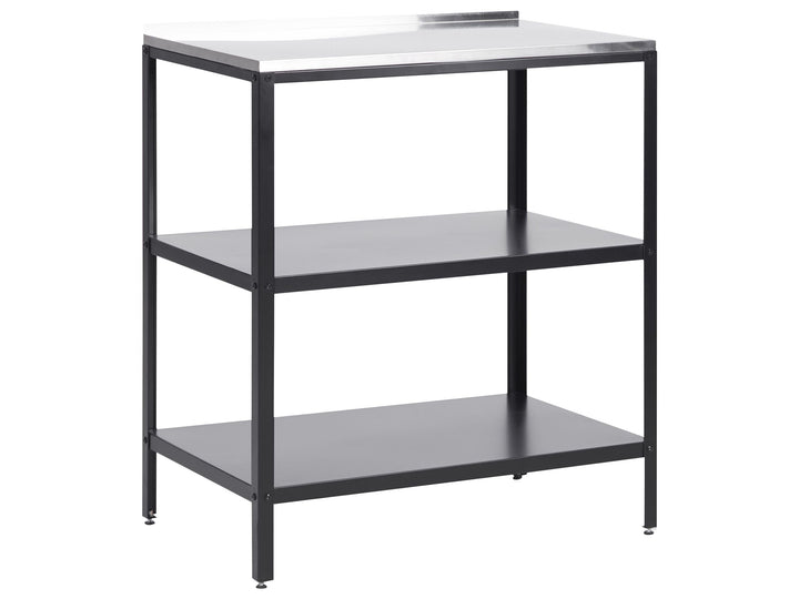 Outdoor-Kücheninsel Stahl schwarz mit Edelstahlplatte silber modern Vilama