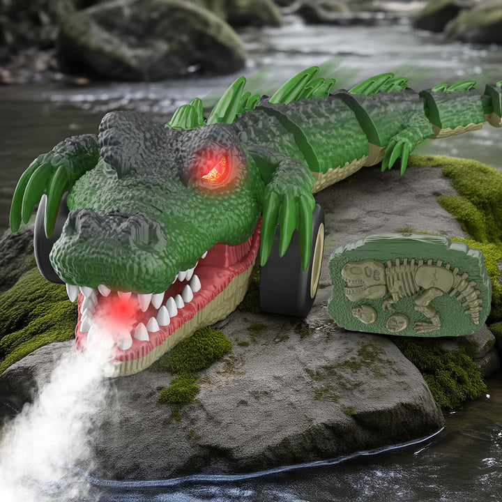 2,4G RC Krokodil Auto Spielzeug für Kinder, Ferngesteuertes Alligator Spielzeug mit Rollen Drehungen