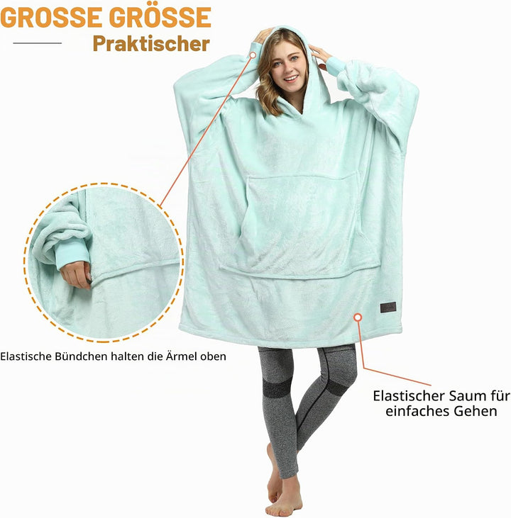 Catalonia Classy Übergrosse Fleece Hoodie Decke Aqua, Warme Grosses Kapuzendecke Tragbare Decke zum