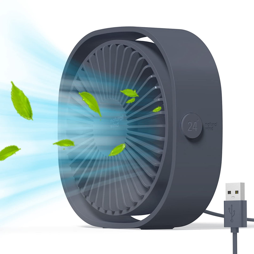 Simpeak USB Ventilator, Mini USB Tischventilator, Klein Ventilator Leise, 3 Speed 360 Grad Drehung,