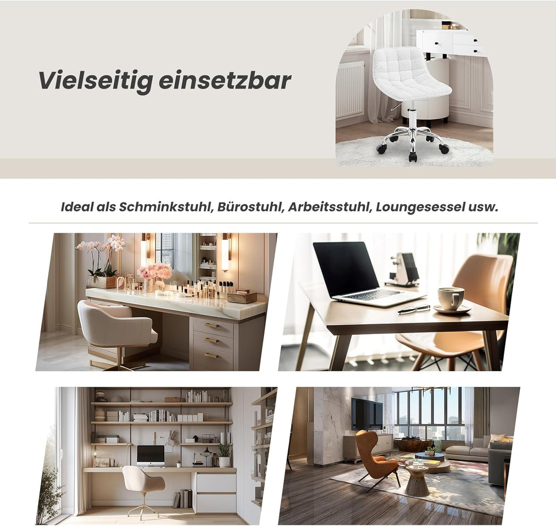 WOLTU Schreibtischstuhl Kinder, Schminkstuhl Sitzhocker Rollhocker Arbeitshocker, 360° drehbar höhen
