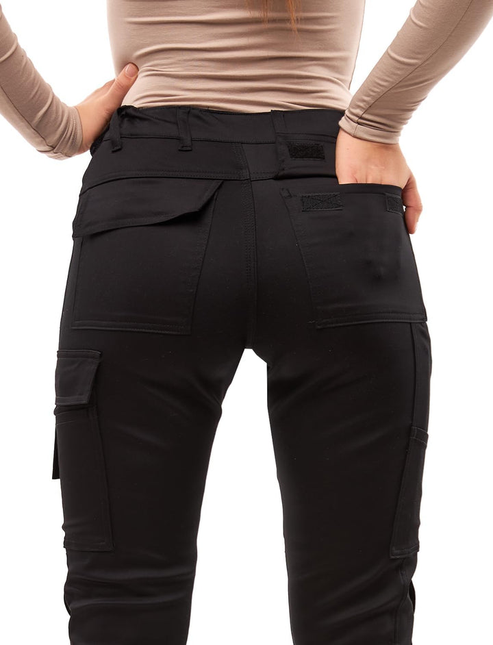 strongAnt Damen Arbeitshose komplett Stretch für Frauen Bundhose mit Kniepolstertaschen Schwarz Grau