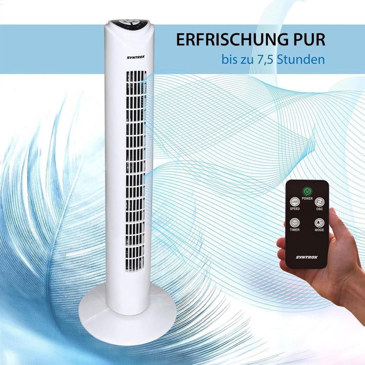 Syntrox Germany Turmventilator oszillierend Drilef | Turm Tower Fan | Standventilator, LED-Tasten, 3