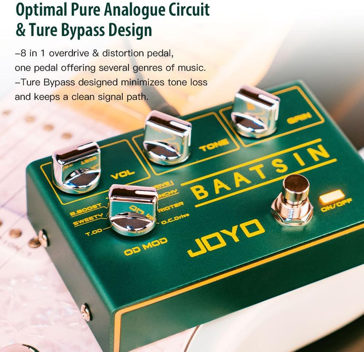 JOYO Pure Analog Overdrive & Distortion Multi Effect Pedal R Series 8 Classic OD/DS Sounds für E-Git
