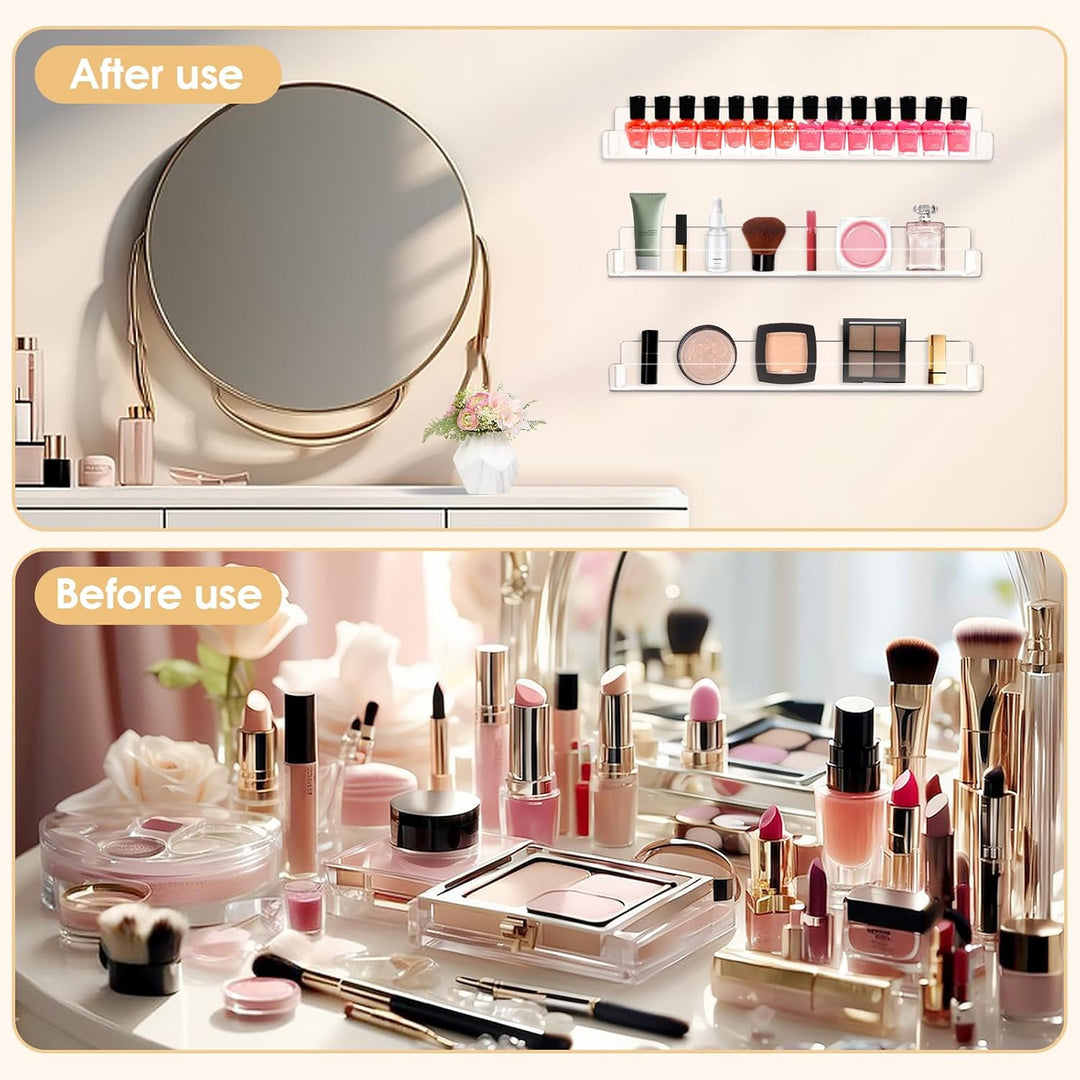 6 Stück Nagellack Organizer Wandregal aus Acryl, Paint Rack Wandmontage Kosmetik Display mit Anti-Ru