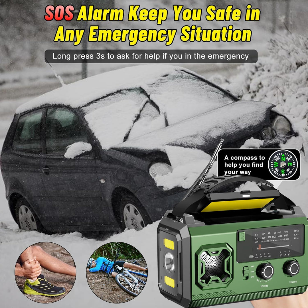 Kurbelradio- 27000mAh Notfallradio mit Kurbel und Solar, FM/AM Tragbar Solar Emergency Radio mit SOS