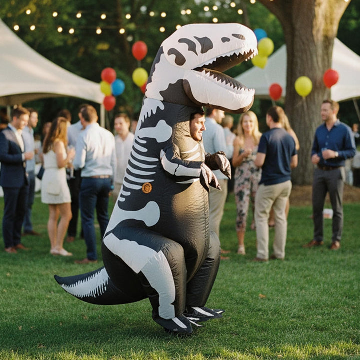 Original Cup Aufblasbares Kostüm Skelett von T-Rex Erwachsene Premium-Qualität aus strapazierfähigem