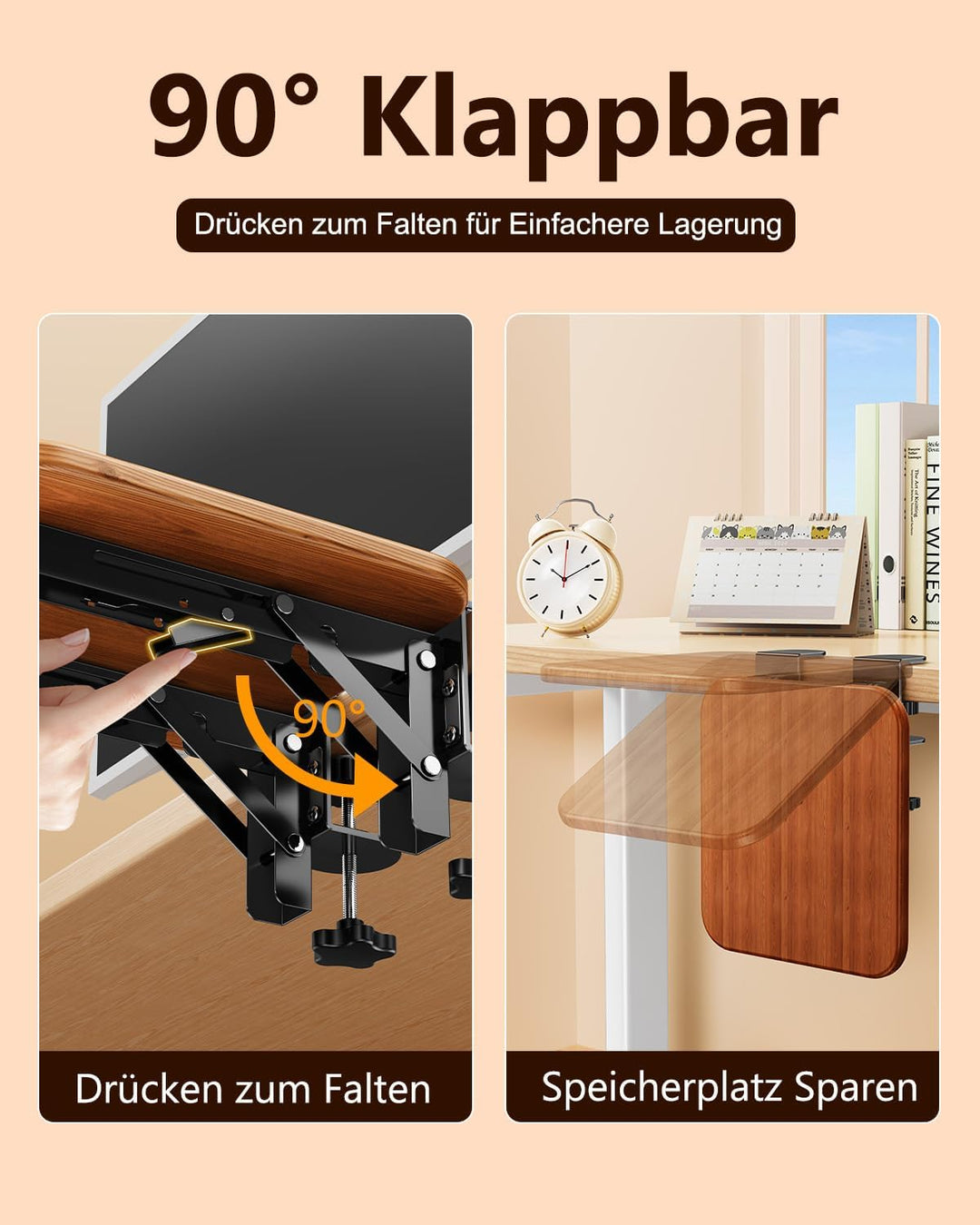 Ergonomische Handgelenkauflagen, Holz Schreibtisch Verlängerungsplattform, Grösse 8,26 * 7,63 Zoll,