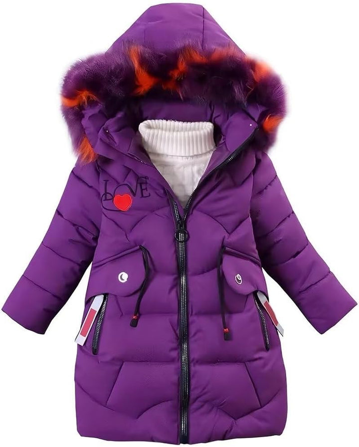 linboo Mädchen Winterjacke Kinder Wintermantel Dicke Steppjacke Lange Warme Parka Baumwolljacke Outd