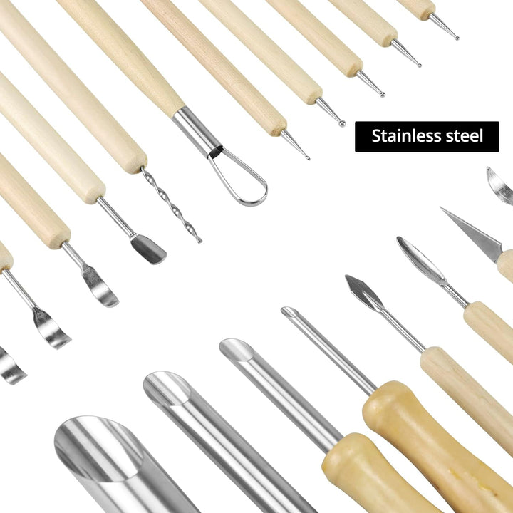 QWORK® 61 Stück Töpferwerkzeug Set, Keramikwerkzeuge, Modellierwerkzeug mit Edelstahlspitzen, für DI