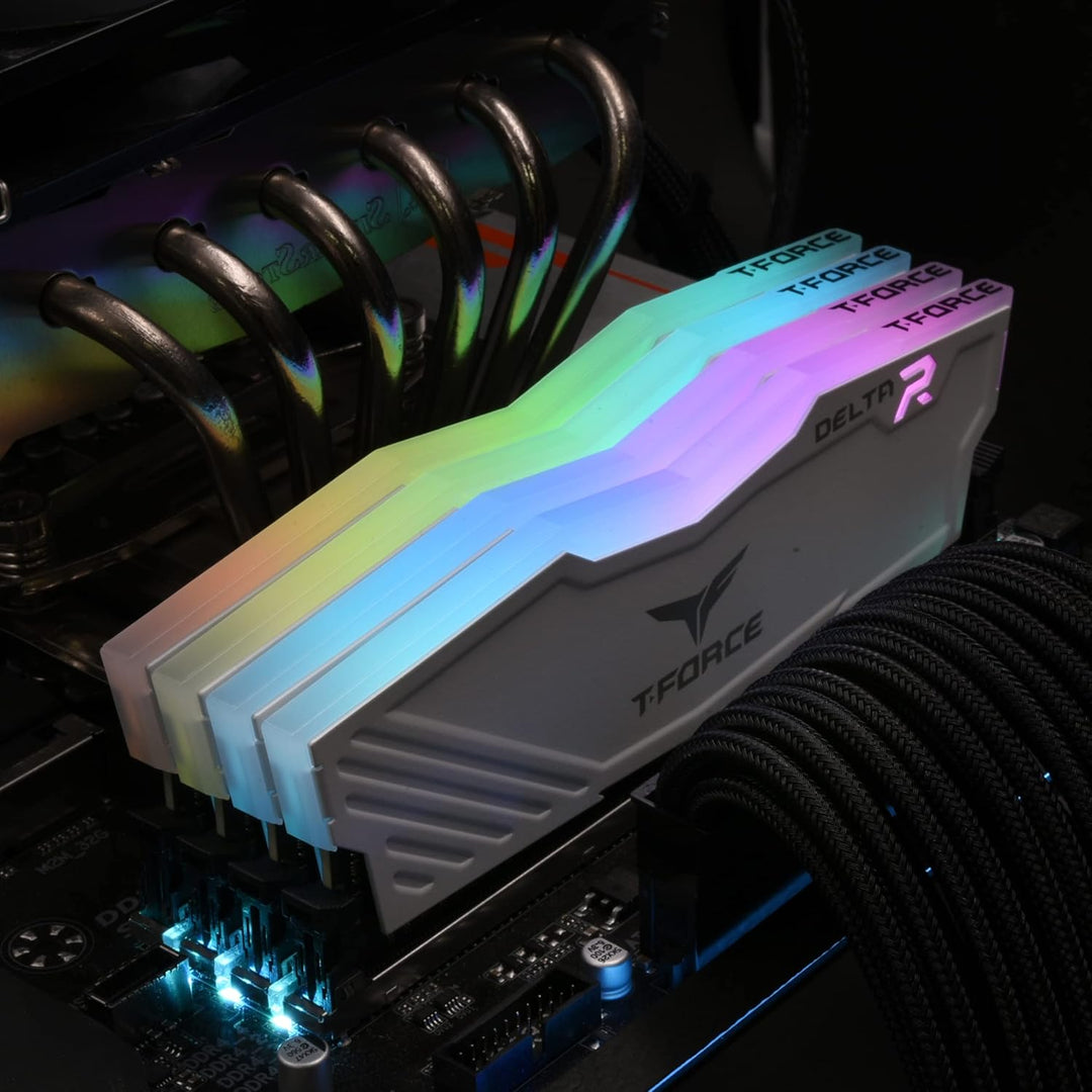 TEAMGROUP Team T-Force Delta RGB DDR4 Gaming Memory, 2 x 16 GB, 3200 MHz, 288 Pin DIMM, White 32GB (