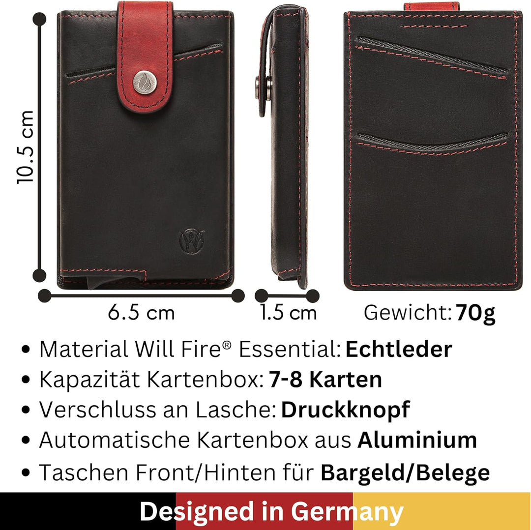 Will Fire® Essential | Slim Wallet | Kartenetui für bis zu 10 Karten | Kreditkartenetui | Cardholder