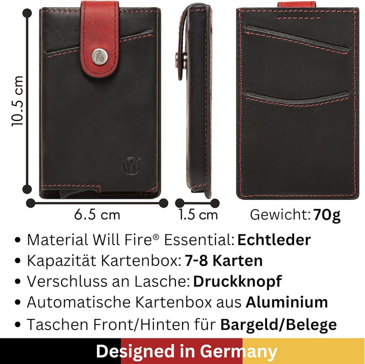 Will Fire® Essential | Slim Wallet | Kartenetui für bis zu 10 Karten | Kreditkartenetui | Cardholder