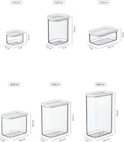 Mepal 4-TLG Vorratsdosen Spar-Set Modula 1500 ml Weiss Vorratsdose Frischhaltedose - ideal für die A