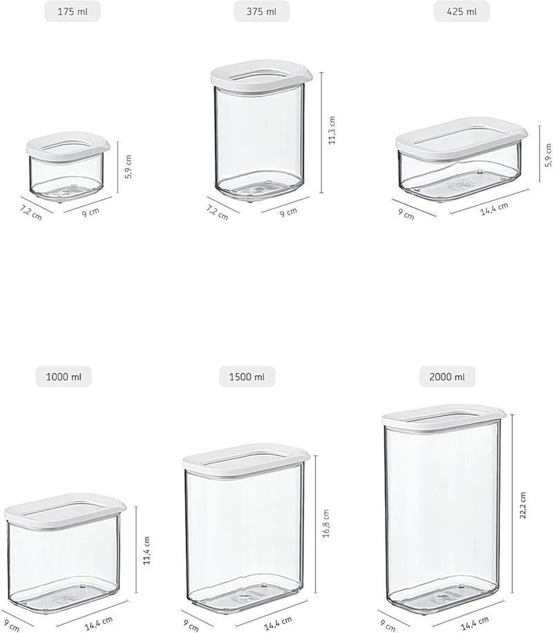 Mepal 4-TLG Vorratsdosen Spar-Set Modula 1500 ml Weiss Vorratsdose Frischhaltedose - ideal für die A