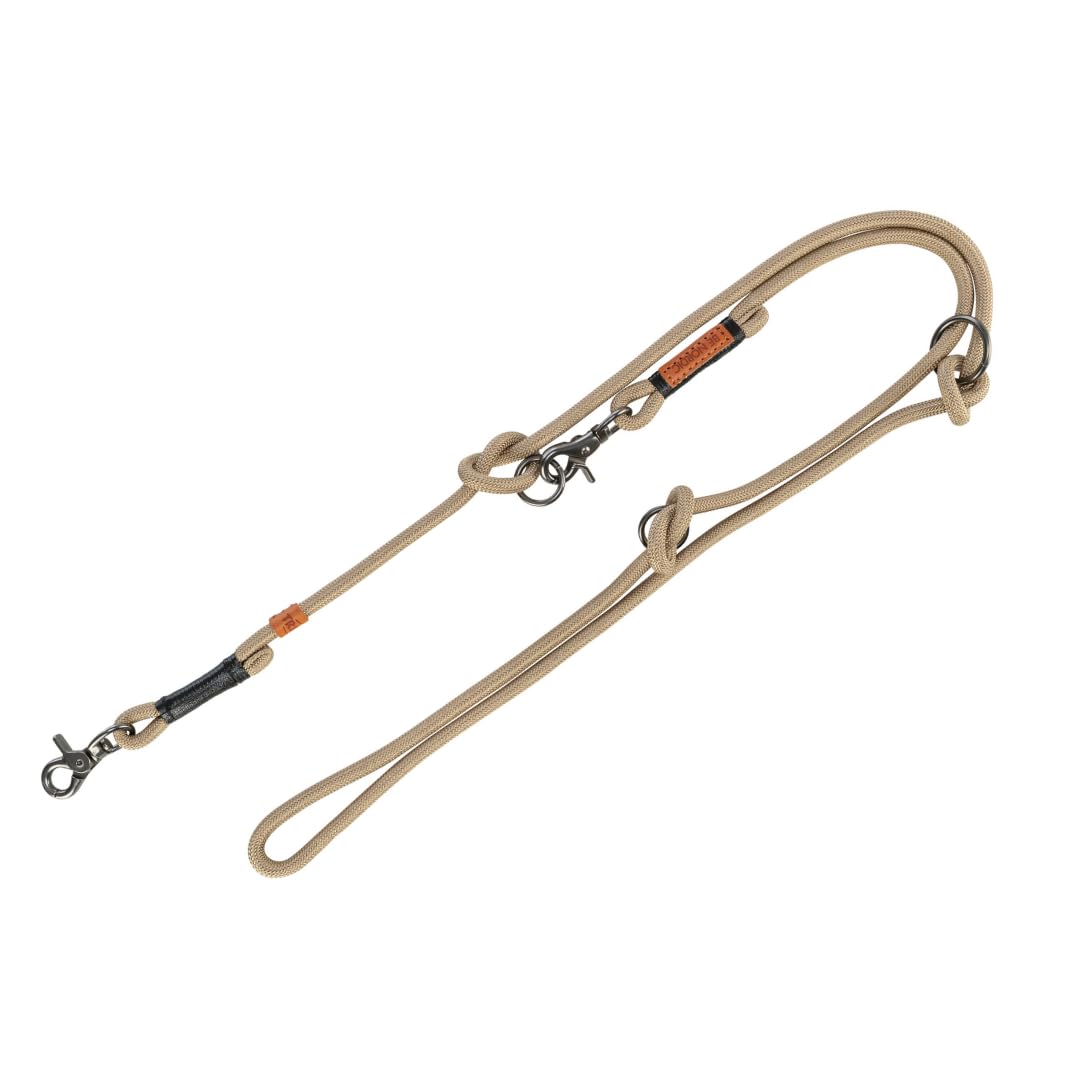 TRIXIE Hundeleine BE NORDIC V-Leine S–M, 2,00 m ø 8 mm in sand/schwarz - verstellbare Hundeleine mit