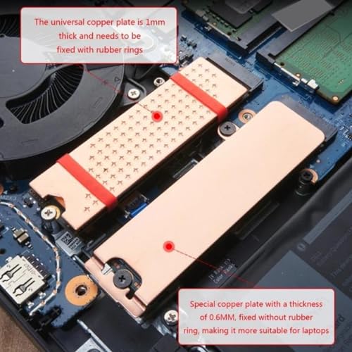 M.2 Kühlkörper Kupfer, NVMe Laptop Kupfer Kühlkörper mit Wärmeleitpad, 2230 2280 NVMe SSD Unterstütz
