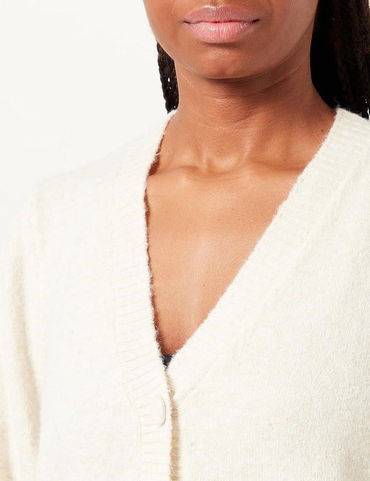 VERO MODA Damen Vmdofwool Ls V-nk Button Cardi Ga Noos Strickjacke, S Birch/Detail:melange