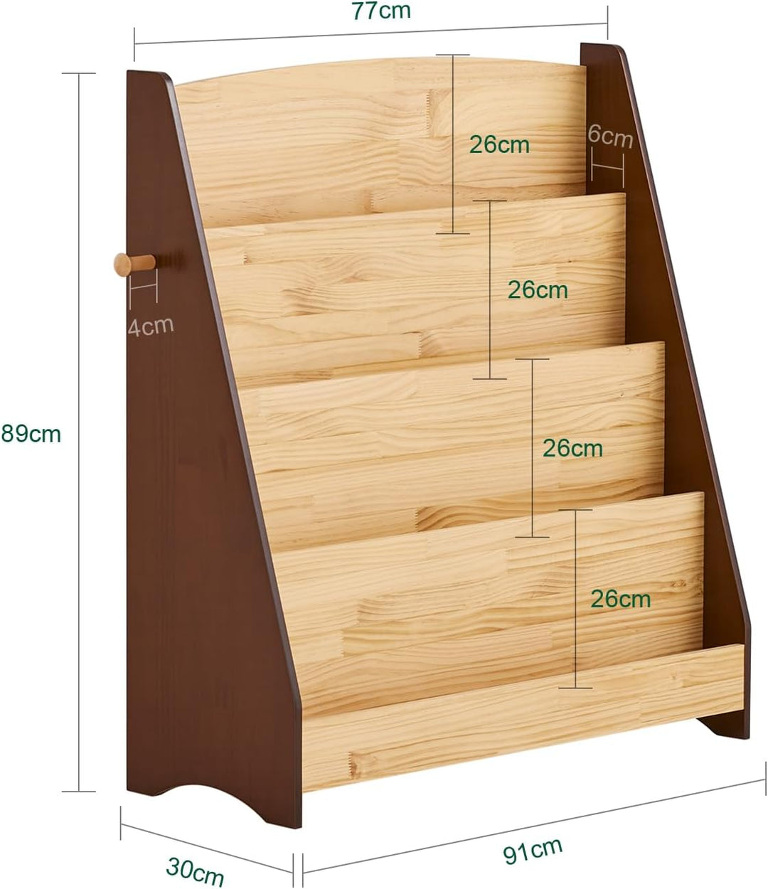 SoBuy Bücherregal Kinder Montessori Kinderregal mit 4 Ablagefächern und 2 Haken Regal Kinderzimmer S