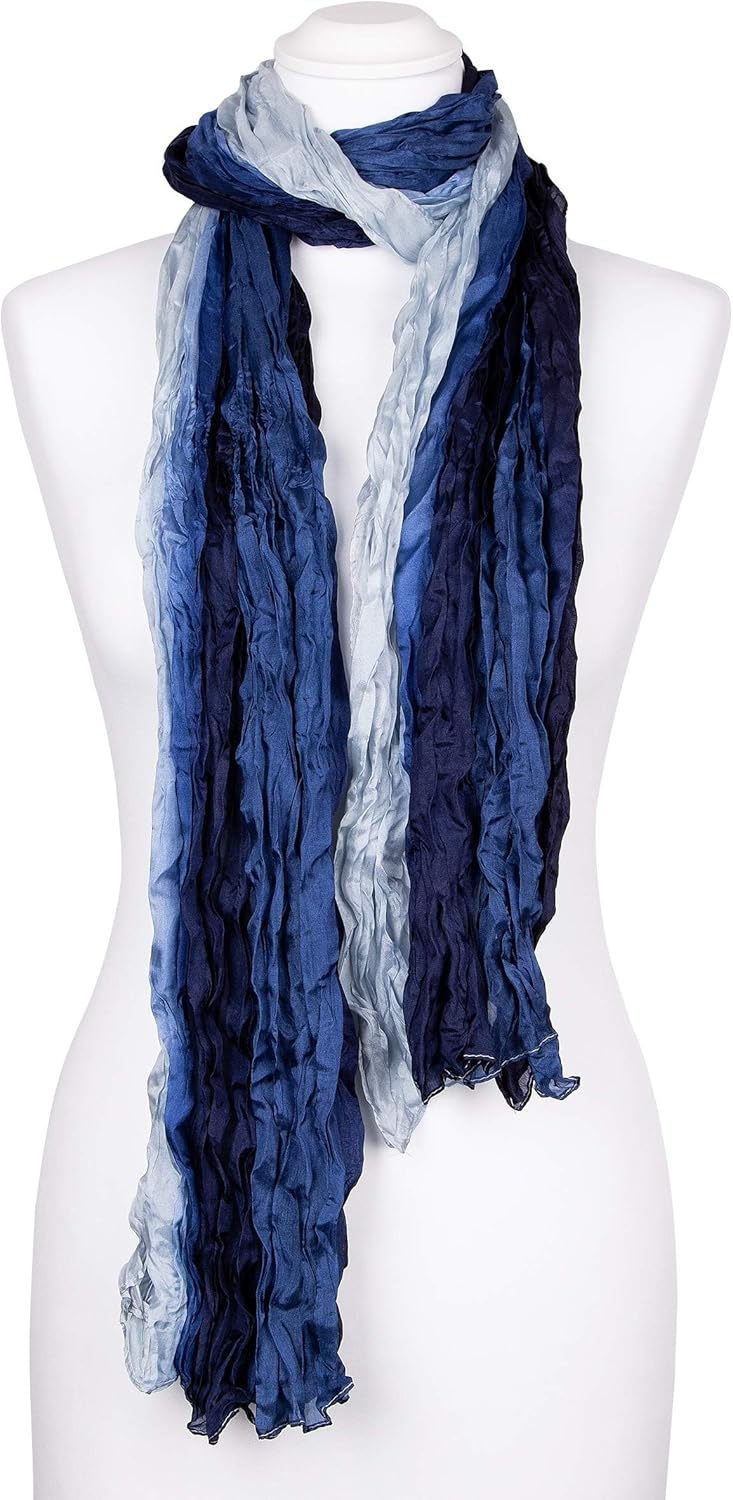 Tinitex Knitterschal Halstuch Schal XXL türkis weiss Farbverlauf Seide 180x90cm