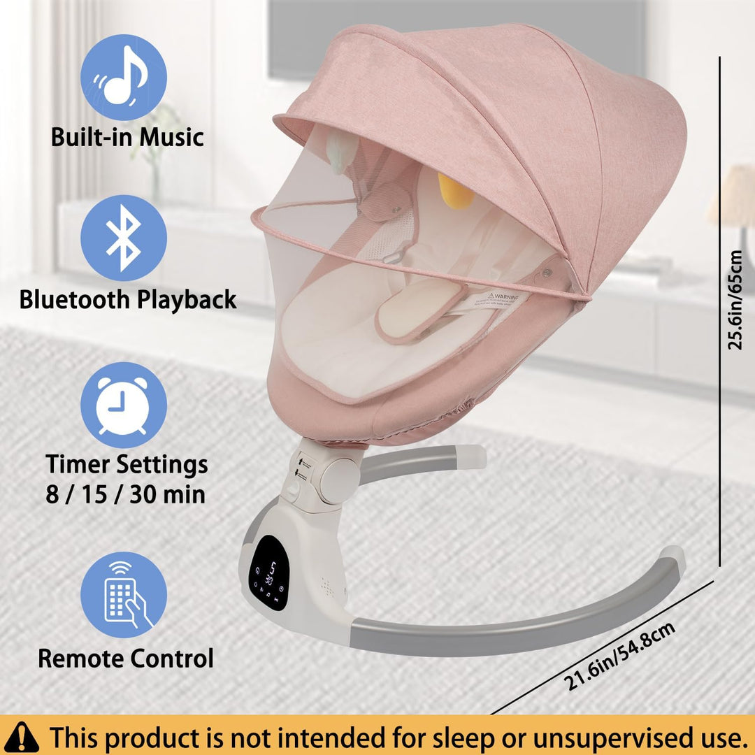 Elektrische Babywippe für Säuglinge bis 9 kg, klappbar, mit Fernbedienung & Bluetooth, Timer-Funktio
