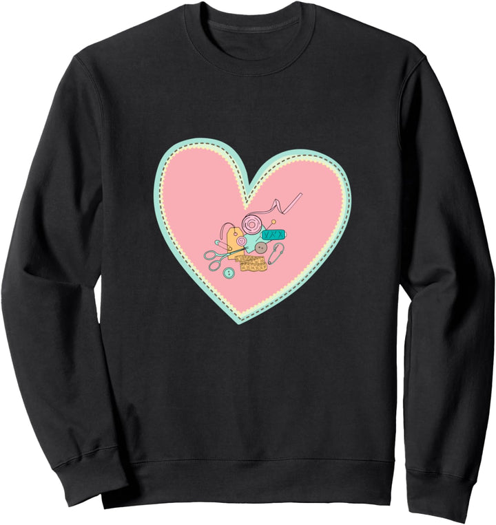 Lustige Nähgarn-Nähwerkzeuge lieben es, Herzdesign zu nähen Sweatshirt