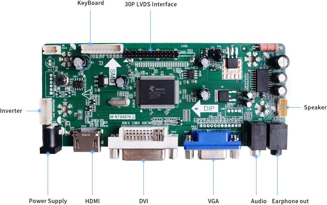 NT68676 HDMI VGA DVI Arcade Audioeingang LCD Controller Treiberplatine für HSD190MEN4 M170DE06 M170E