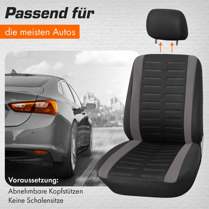 Upgrade4cars Autositzbezüge Set für die Vordersitze | Auto-Schonbezüge Universal in Grau Vordersitze