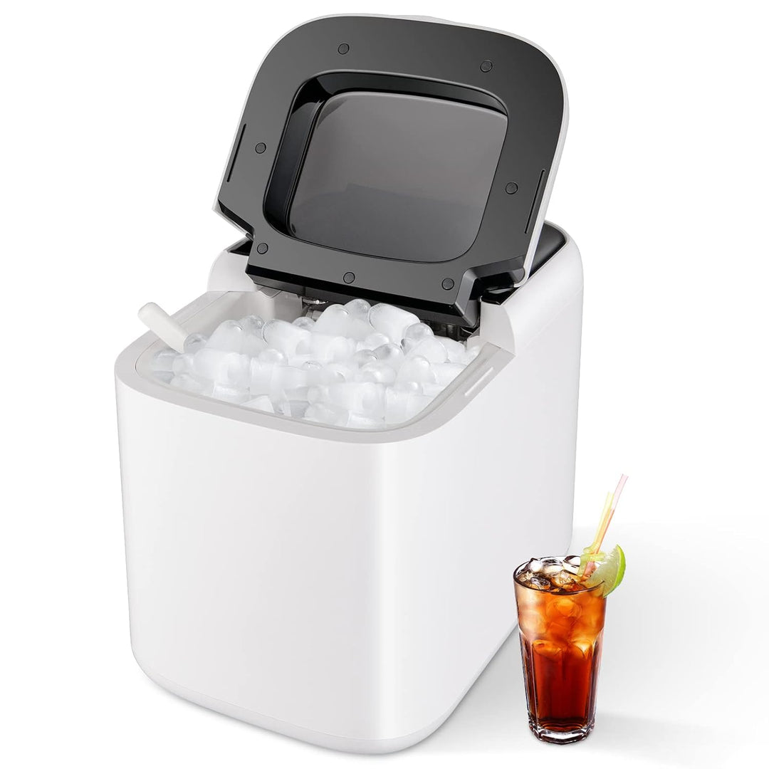GOPLUS Eiswürfelmaschine von 15 kg/24H, Eiswürfelbereiter mit 2 Würfelgrössen, 2L Wassertank, Selbst