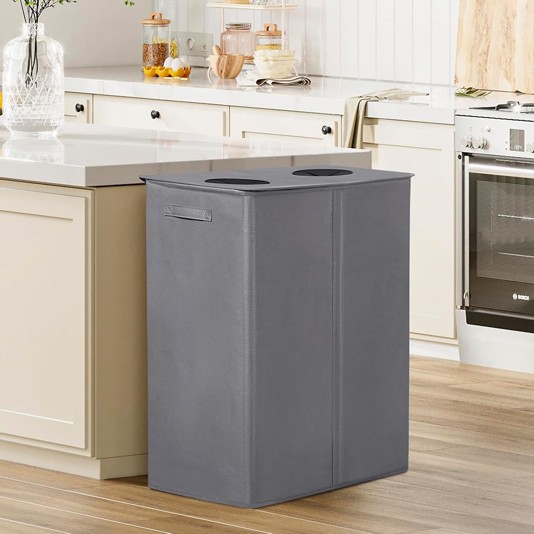 WOWLIVE Pfandflaschen Sammelbehälter 160L wit 2 fächer & 2 Tragetasche,Gross Flaschensammler mit Loc