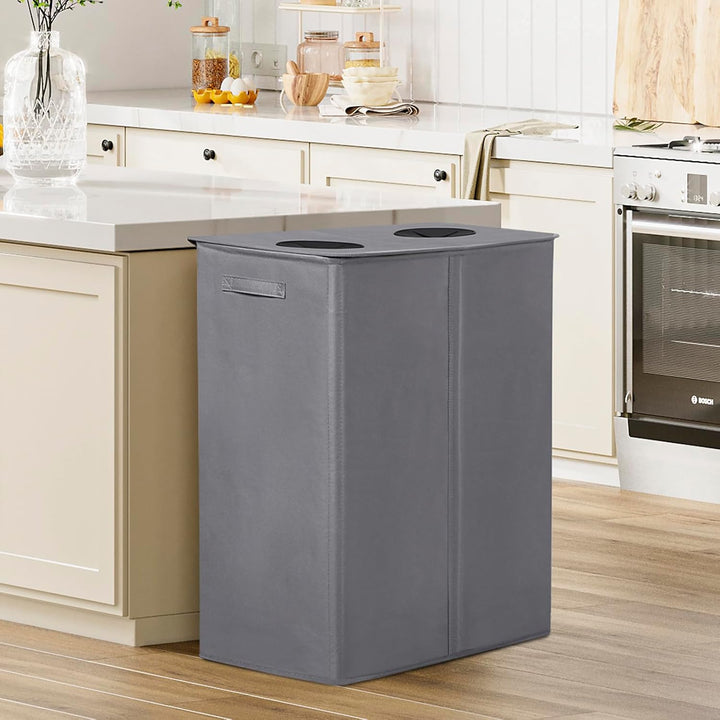 WOWLIVE Pfandflaschen Sammelbehälter 160L wit 2 fächer & 2 Tragetasche,Gross Flaschensammler mit Loc