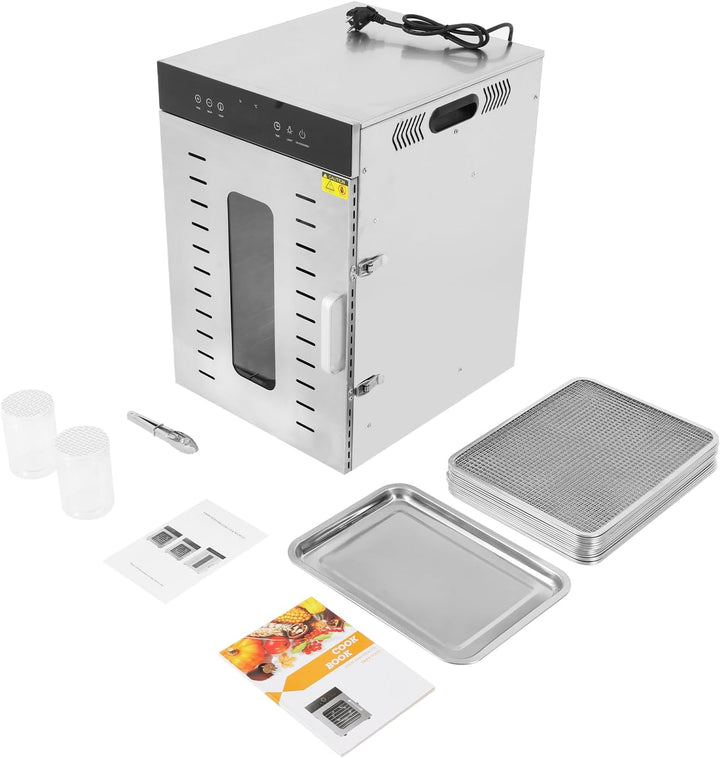 Dörrautomat 16 Platten 1350 Watt Edelstahl 304 30-90°C | 16 Tabletts | 1350 Watt | 30-90°C | 0,5-24h