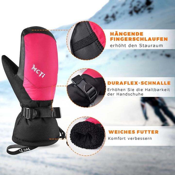Kineed Ski Fäustlinge Winter Daunenhandschuhe Fausthandschuhe Skihandschuhe Schnee Wasserdicht Touch