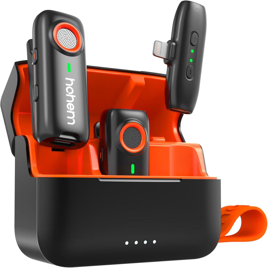 hohem MIC-01 Lavalier Mikrofon Wireless für iPhone iPad, Zweikanal-Aufnahme, 360° Tonaufnahme, 20H N