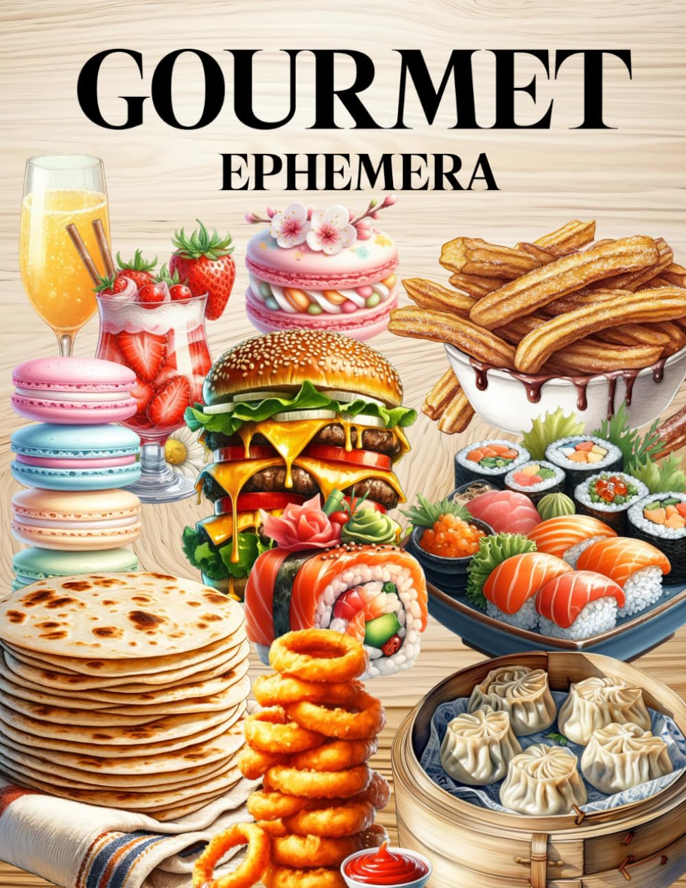 Gourmet Ephemera Book: High Quality Images Of Foods, For Paper Crafts, Mixed Media, Scrapbooking, Ju
