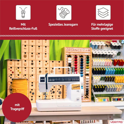 VERITAS Nähmaschine JSB21 I 21 Stichprogramme I Einfädelhilfe I Auto-Fadenspannung & Fadenabschneide