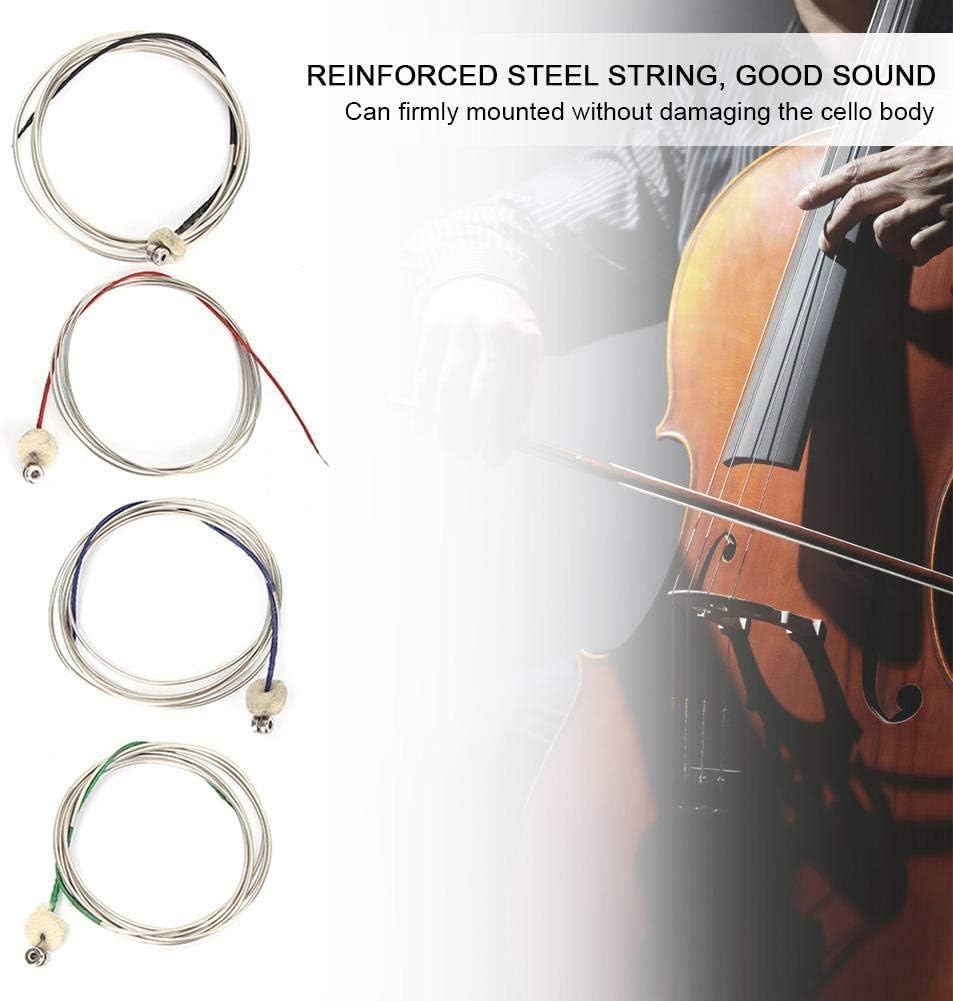 Cello Saiten Komplettsatz Stahlseil Kern Universal Cellosaiten für Professionelle Musikinstrumente D