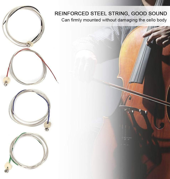 Cello Saiten Komplettsatz Stahlseil Kern Universal Cellosaiten für Professionelle Musikinstrumente D