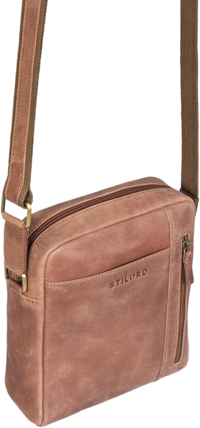 STILORD 'Clint' Schultertasche Herren klein Leder Tablet-Tasche zum Umhängen Herrenhandtasche Echtle