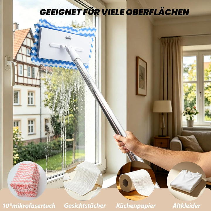 Wischmopp Mini Mopp mit Druck Klemm System, Mini Mop mit Automatischem Tuchwechsel, Bodenwischer Set