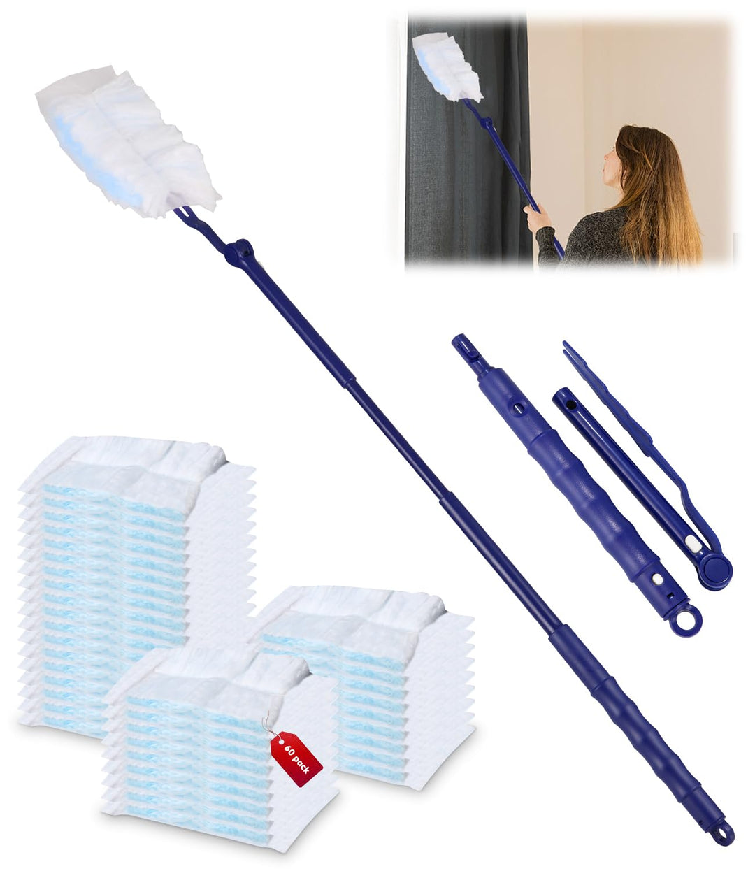 60 Stück Staubmagnet Set,Staubwedel für Duster Tücher,Tierhaare für swiffer staubwedel nachfüllpack,