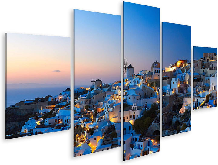 islandburner Bild auf Leinwand Santorini Oia Abend Dorf Insel Griechenland Bilder Wandbilder Poster