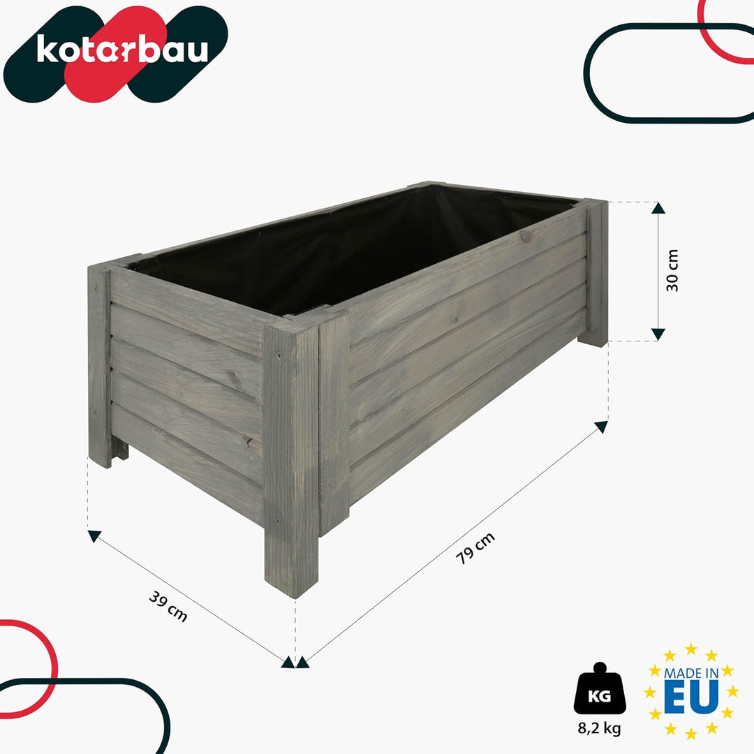 KOTARBAU® Blumenkasten - 79 x 39 x 30 cm - Pflanzkasten mit Vlies - Pflanzkübel gross aussen - Balko