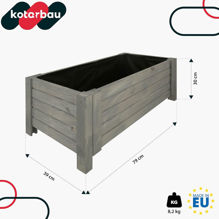 KOTARBAU® Blumenkasten - 79 x 39 x 30 cm - Pflanzkasten mit Vlies - Pflanzkübel gross aussen - Balko