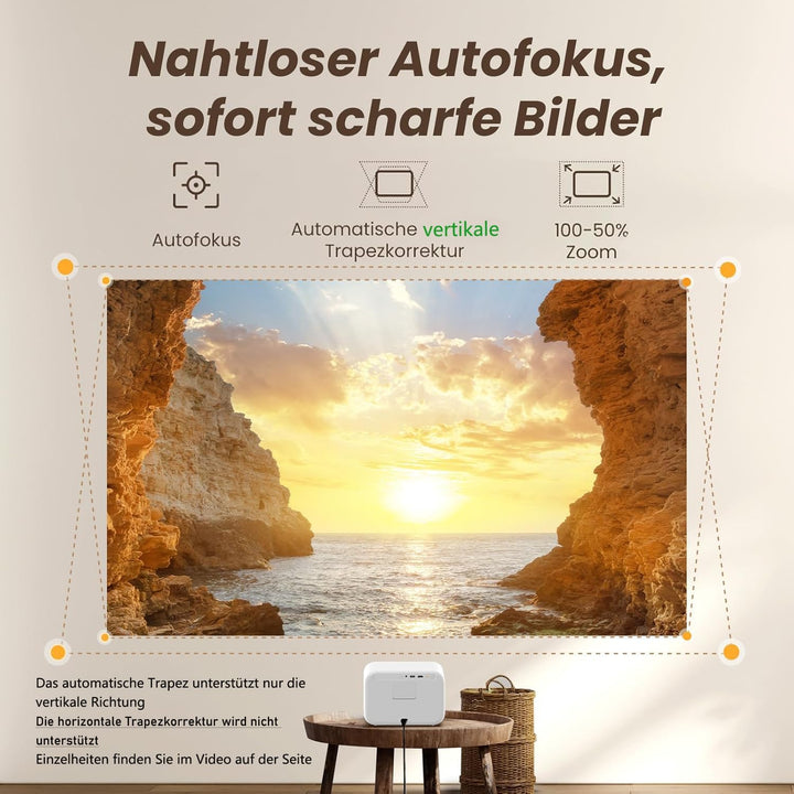 Beamer Sound by JBL, 700 ANSI 1080P Native Projektor, Yaber L2s Nahtloser Autofokus Smart Beamer, Vi